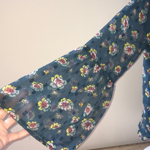 LOFT TEAL FLORAL BLOUSE - Picture 3 of 8